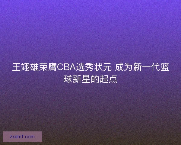 王翊雄荣膺CBA选秀状元 成为新一代篮球新星的起点